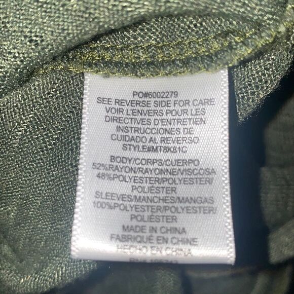 BOBEAU Olive Green Burnout Flutter Sleeve Top-M - Picture 5 of 6